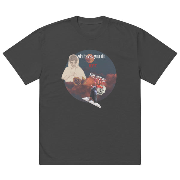 Whatever You Do Don't Fall Asleep Collage Horror Oversized Faded T-Shirt