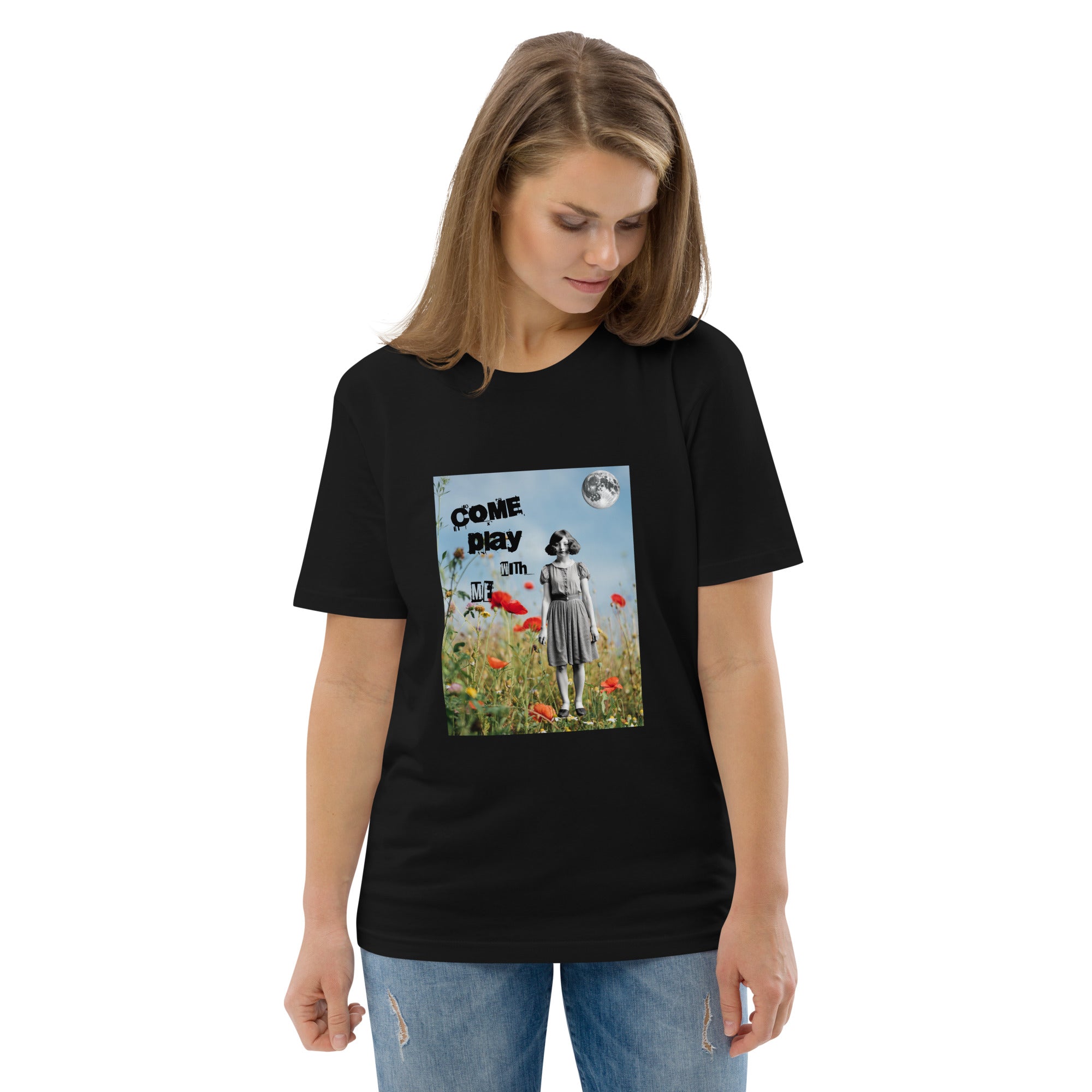 Come Play With Me Vintage Collage Art Unisex Organic Cotton T-Shirt