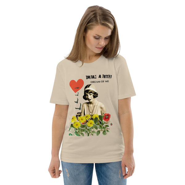 Dream a Little Dream Of Me Vintage Collage Unisex Organic Cotton T-shirt