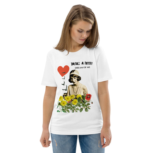 Dream a Little Dream Of Me Vintage Collage Unisex Organic Cotton T-shirt